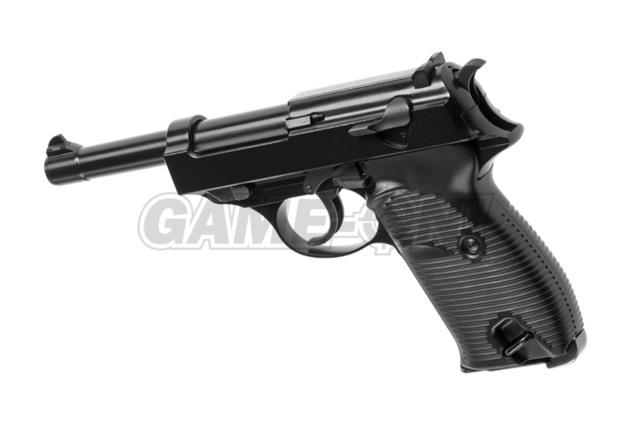 GAME-ON Gass Med Blowback | We - P38 Gassdrevet Softgun Pistol Med Blowback - Svart