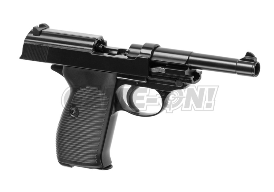 GAME-ON Gass Med Blowback | We - P38 Gassdrevet Softgun Pistol Med Blowback - Svart