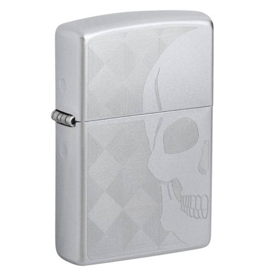 GAME-ON Zippo Lighters | Zippo - Satin Chrome Hodeskalle - Lighter