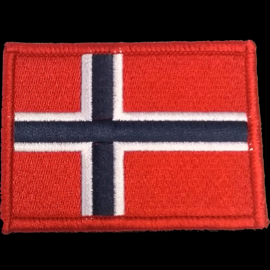 GAME-ON Patches | Patch - Brodert Norsk Flagg Med Rd Kant