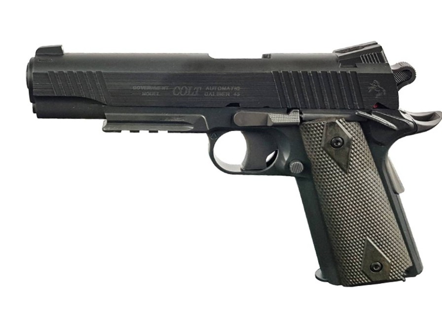 GAME-ON Gass Uten Blowback | Colt 1911 Rail - Co2 Drevet Softgun Uten Blowback - Svart