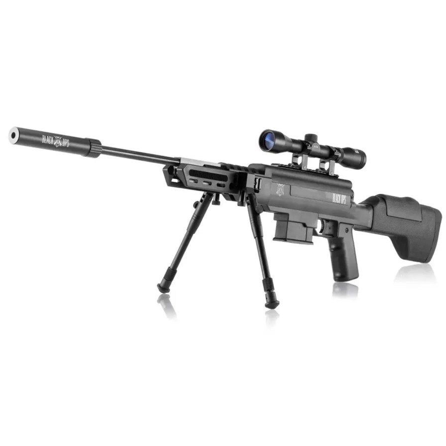 GAME-ON Fjaerdrevet Luftgevaer | Sag - Black Ops Carabine Sniper 4.5Mm Luftgevr