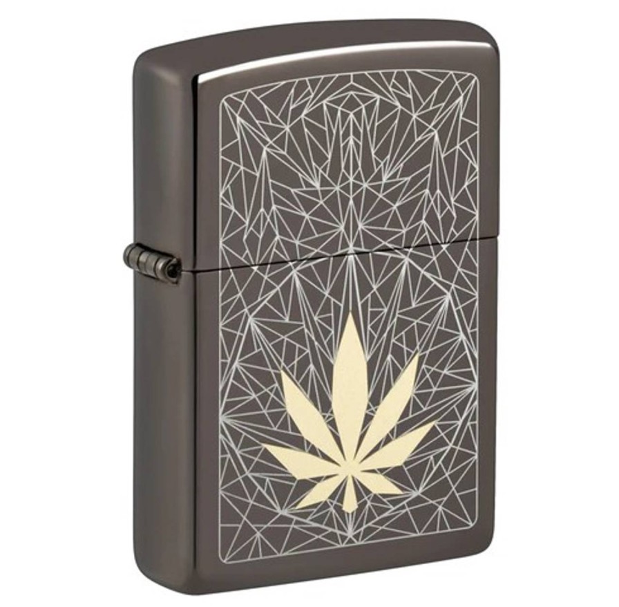 GAME-ON Zippo Lighters | Zippo - Cannabis Design Black Ice - Lighter