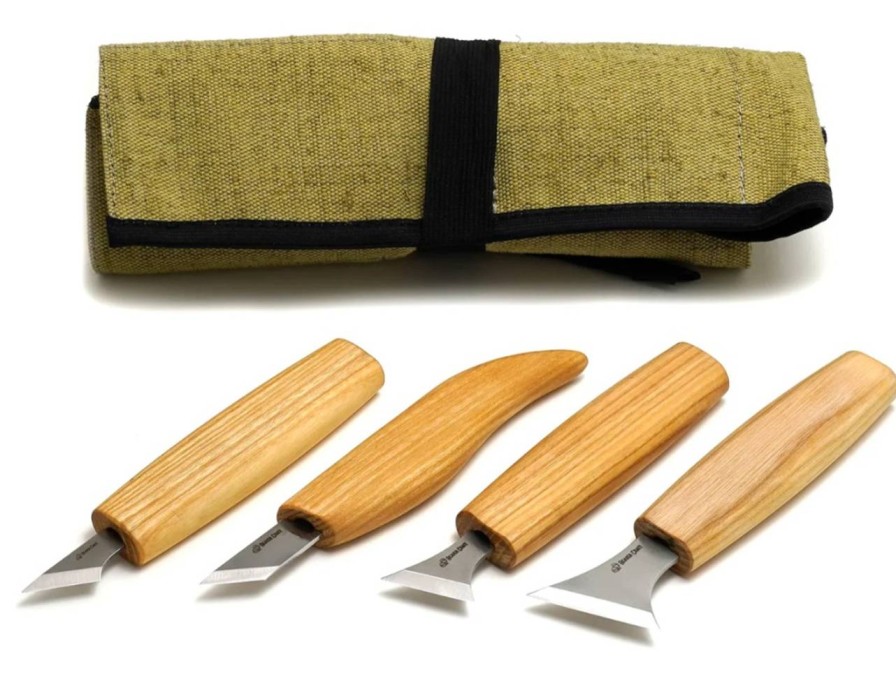 GAME-ON Treskjaering | Beaver Craft - Karveskurd Sett Med 4Stk Kniver Og Etui