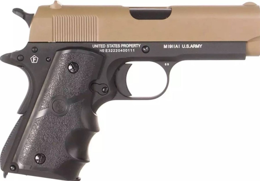 GAME-ON Gass Med Blowback | Colt 1911 Defender Gass Airsoft Pistol - Svart/Tan