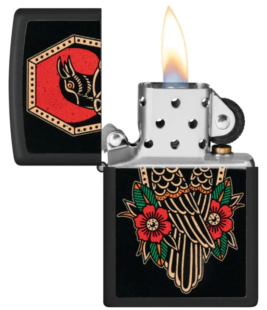 GAME-ON Zippo Lighters | Zippo - Crow Tattoo Design - Lighter