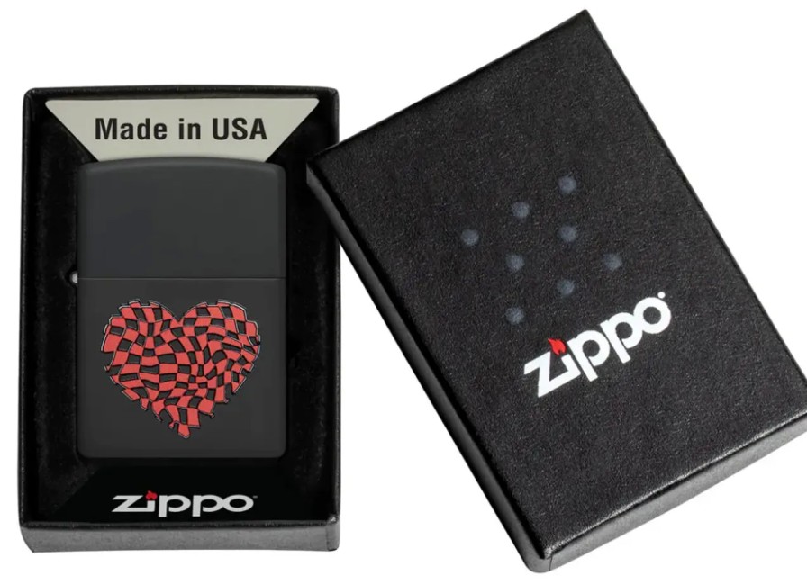 GAME-ON Zippo Lighters | Zippo - Checkered Heart - Lighter