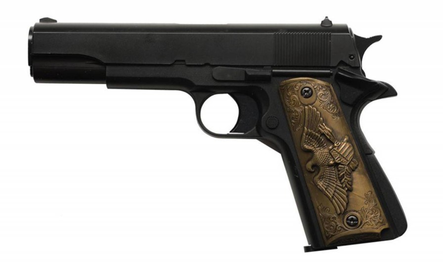 GAME-ON Gass Uten Blowback | Hfc - 1911 Gassdrevet Softgun Pistol Uten Blowback - Svart/Tre