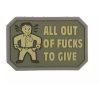 GAME-ON Patches | 3D Patch - All Out Of Fucks To Give - Oliven Grnn