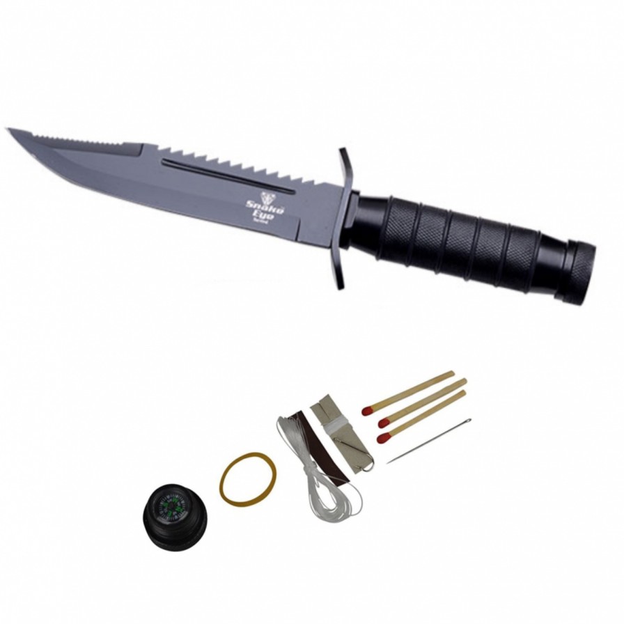 GAME-ON Survivalkniver | Snake Eye - Overlevelseskniv Med Slire - 12Cm Blad