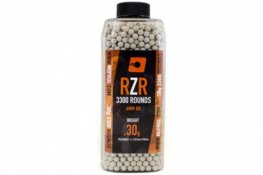 GAME-ON Bb Kuler | Nuprol Rzr 0.30G Softgunkuler - 3300Stk - Hvite