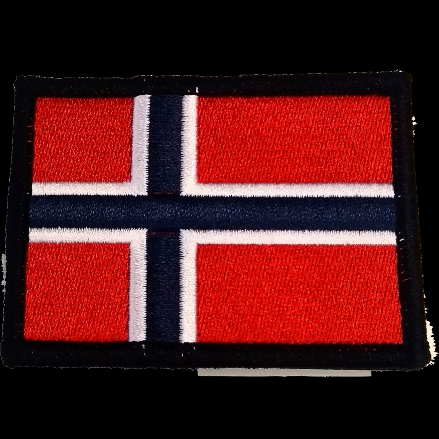 GAME-ON Patches | Patch - Brodert Norsk Flagg Med Sort Kant