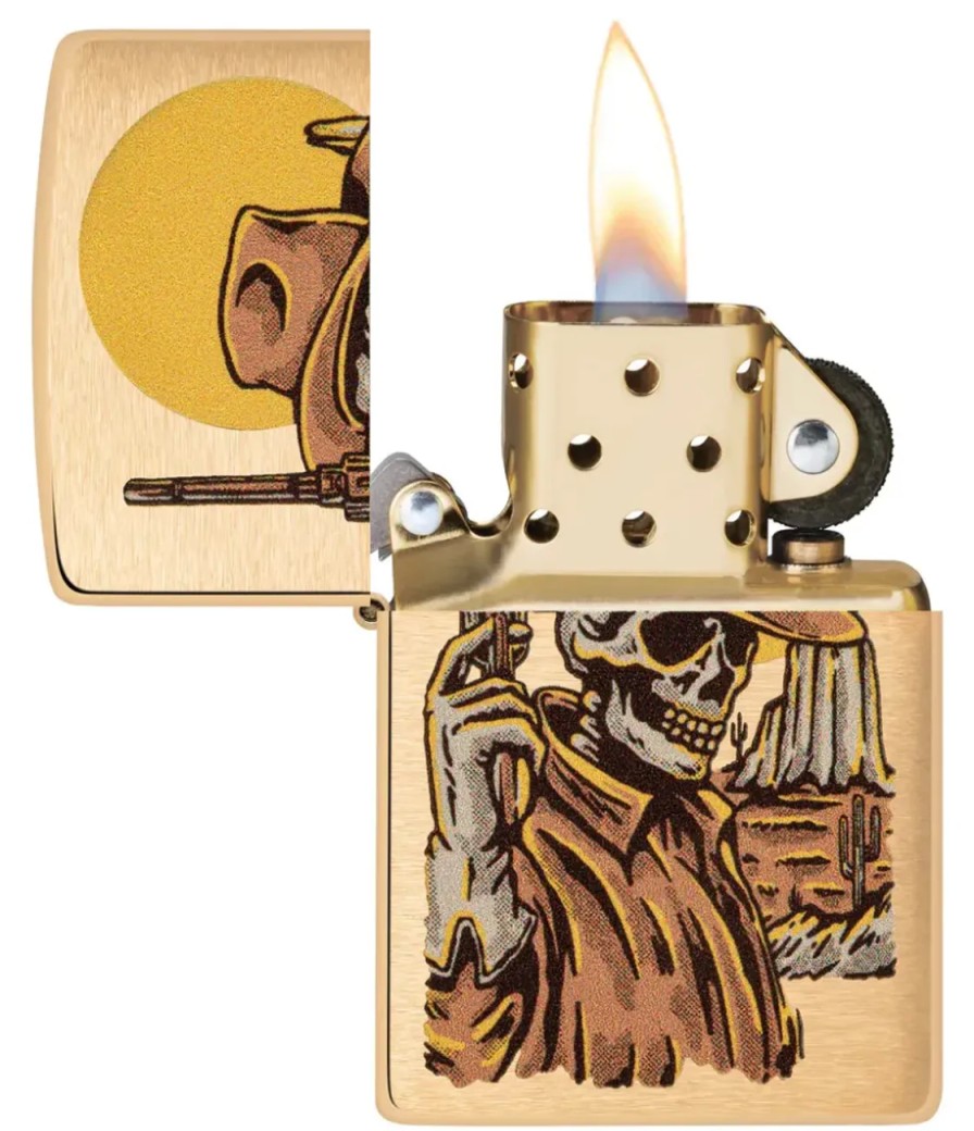 GAME-ON Zippo Lighters | Zippo - Wild West Skeleton Design - Lighter