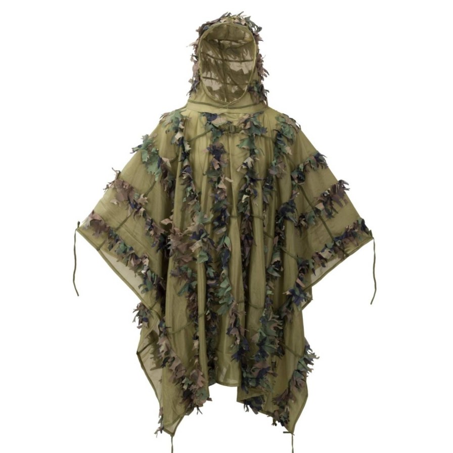 GAME-ON Kamuflasjeutstyr | Helikon-Tex - Leaf Ghillie Poncho - Us Woodland