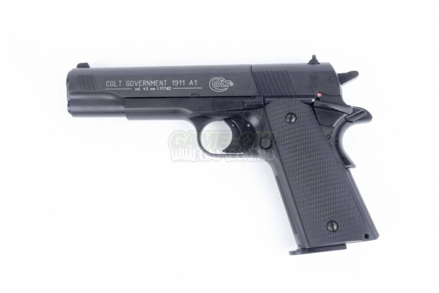 GAME-ON Uten Blowback | Colt Government 1911 A1 Black Luftpistol - 4.5Mm