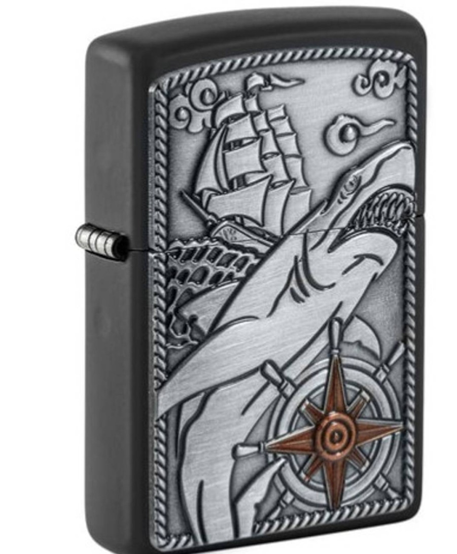 GAME-ON Zippo Lighters | Zippo - Skute, Kompass Og Hai Emblem - Lighter