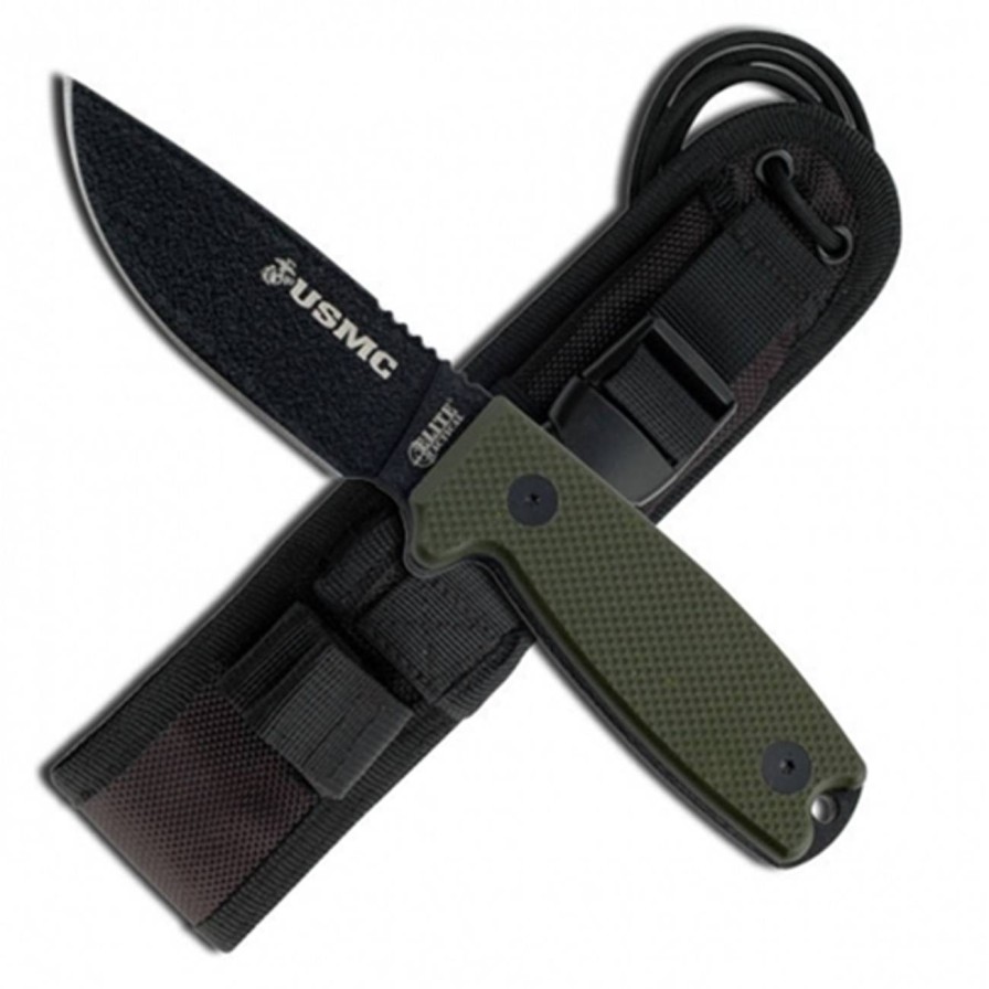 GAME-ON Militaerkniver | Usmc Elite - Taktisk Kniv Med Slire - Grnn