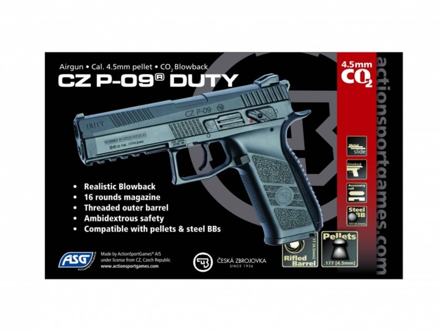 GAME-ON Med Blowback | Cz P-09 Luftpistol Med Blowback Sort - 4.5Mm Pellets