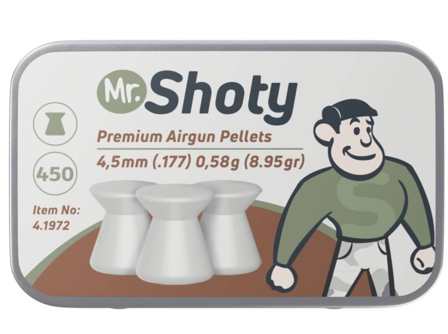 GAME-ON 4.5Mm&.177 & Pellets | Mr. Shoty - 4.5Mm (.177) Flate Pellets Til Luftvpen- 450 Stk