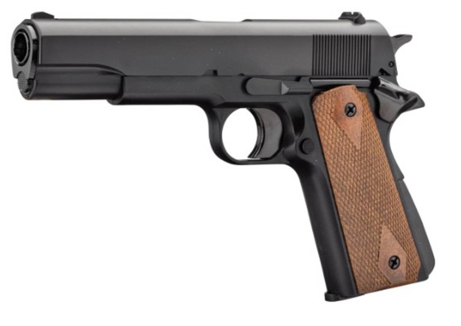 GAME-ON Gass Uten Blowback | Hfc - 1911 Gassdrevet Softgun Pistol Uten Blowback - Svart / Tre