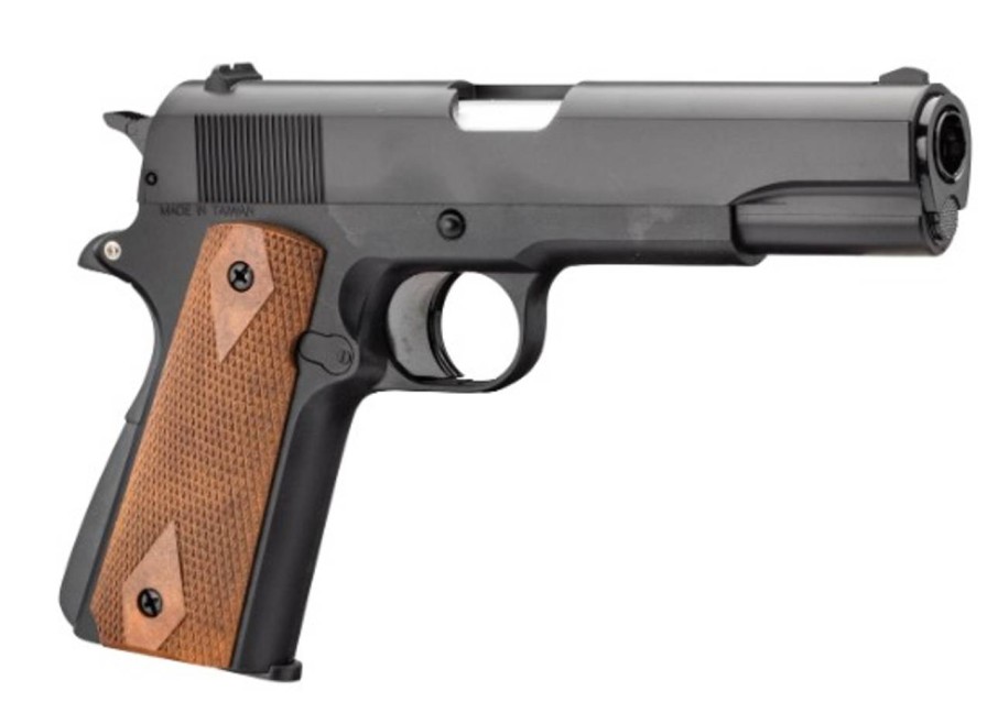 GAME-ON Gass Uten Blowback | Hfc - 1911 Gassdrevet Softgun Pistol Uten Blowback - Svart / Tre