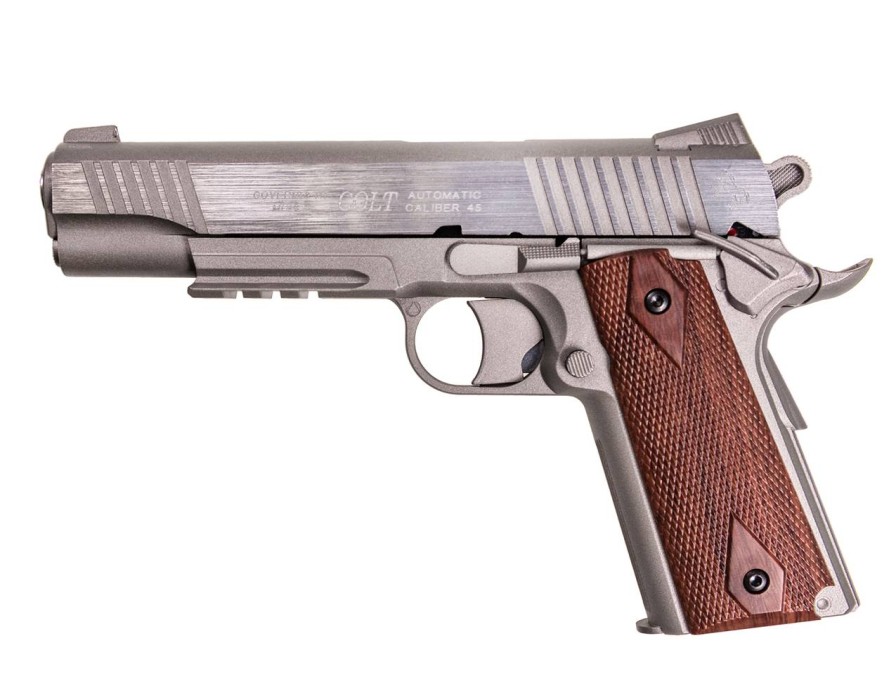 GAME-ON Gass Uten Blowback | Colt 1911 Rail - Co2 Drevet Softgun Uten Blowback - Slv