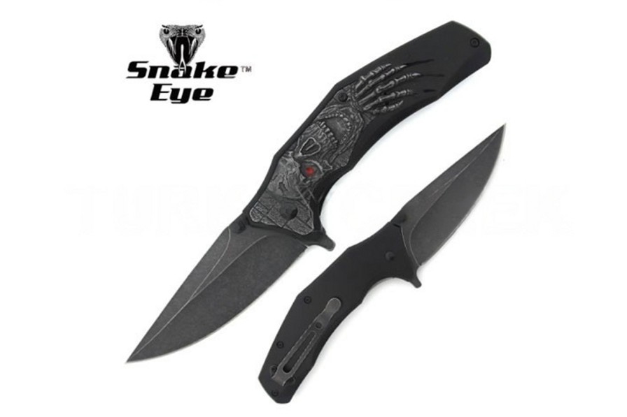 GAME-ON Foldekniver | Se - Foldekniv Med Hodeskalle - Stonewashed