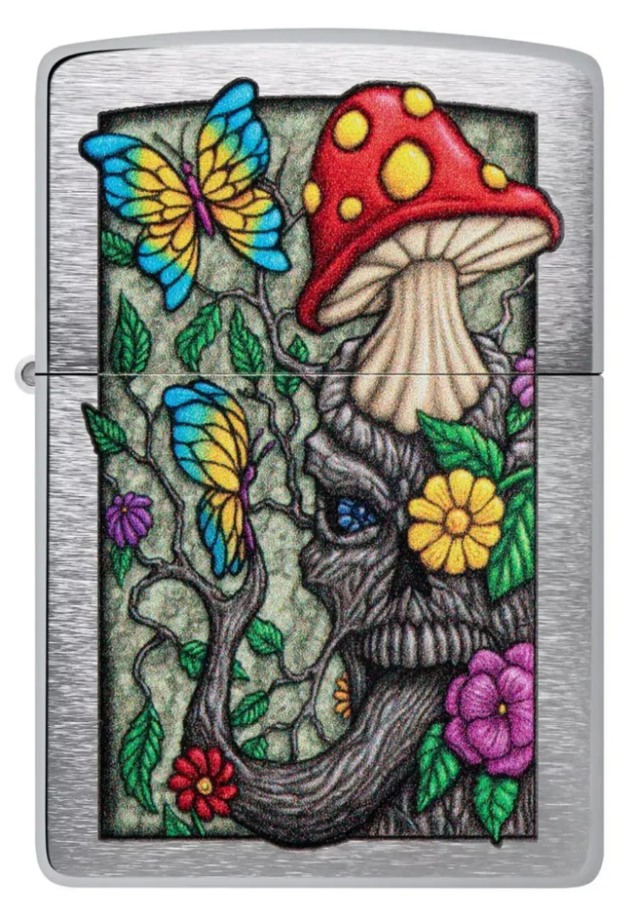 GAME-ON Zippo Lighters | Zippo - Freaky Nature Design - Brushed Chrome