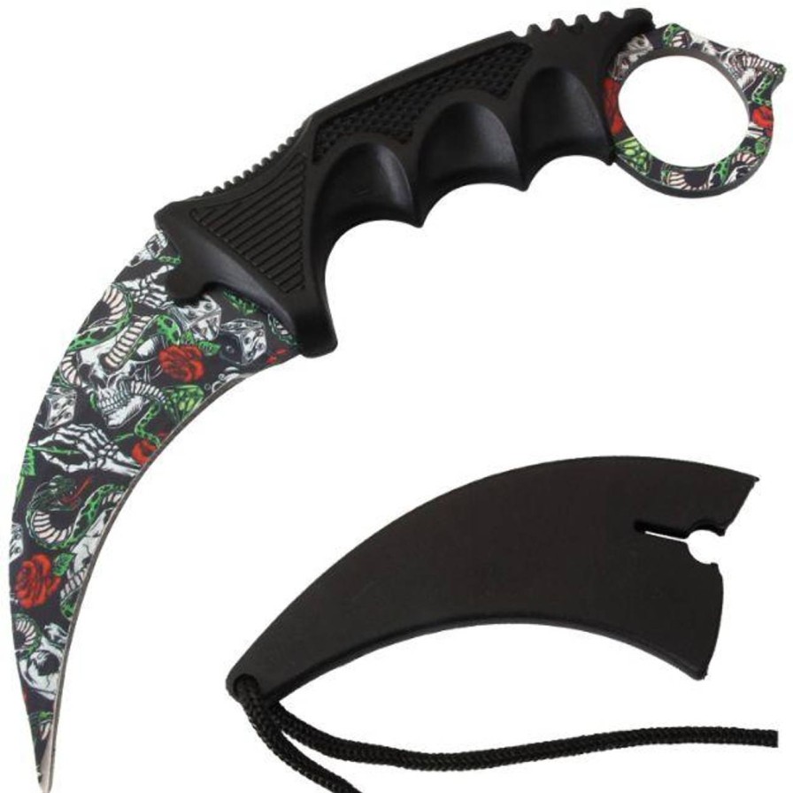 GAME-ON Diverse Kniver | Se - Taktisk Karambitstyle Kniv - Skull Tattoo